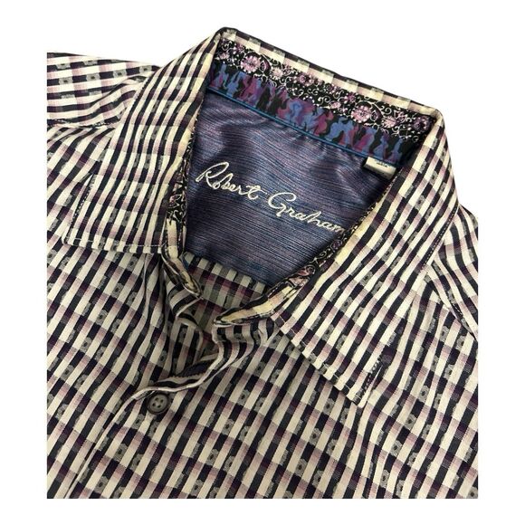 Robert Graham Shirt Medium Flip Sleeve EUC Purple, Lilac - Picture 2 of 10